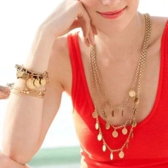 stella & dot ~ rioβcoin triple strand layered necklace ~ vintage retired - Picture 3 of 11